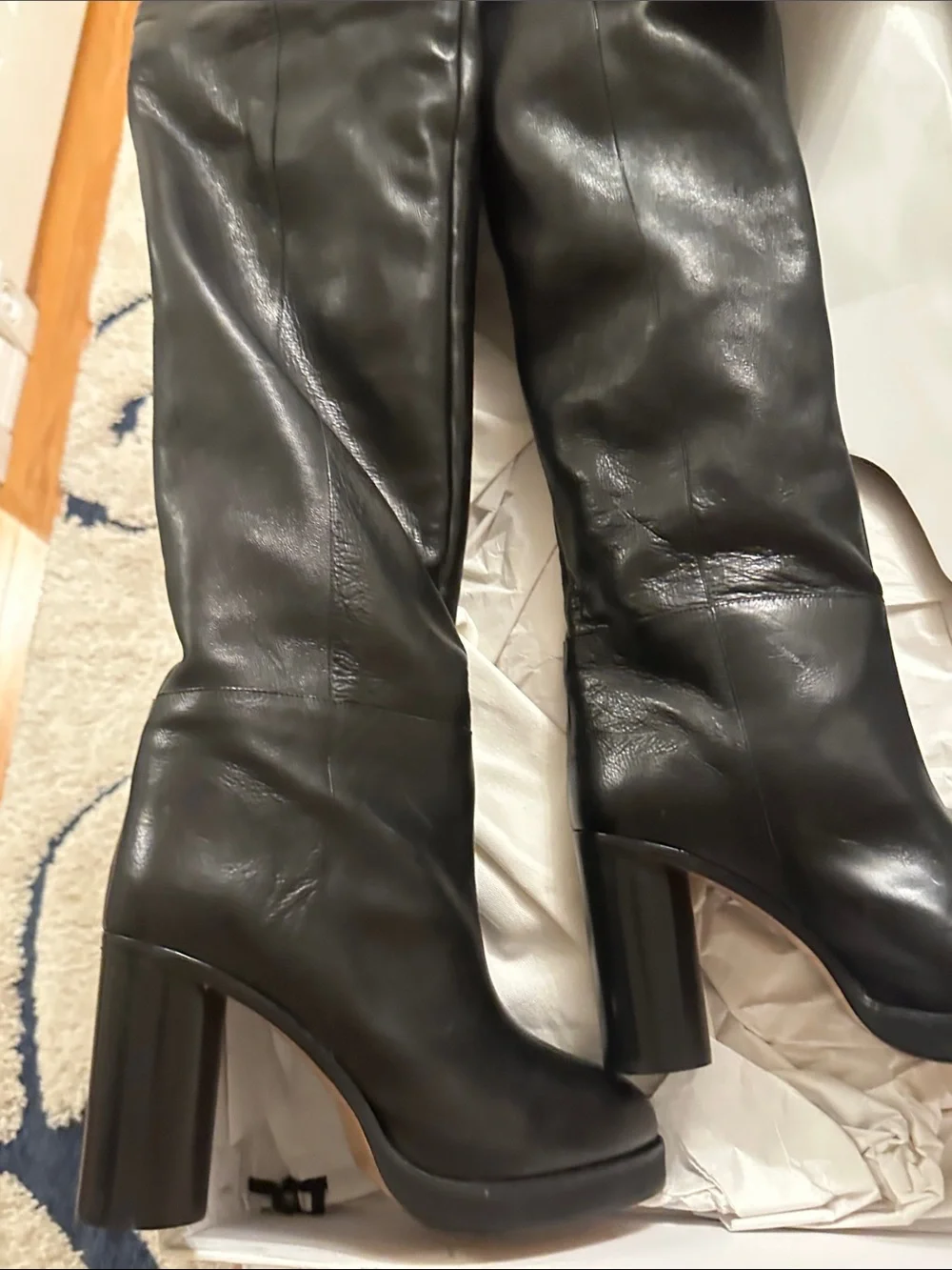 Isabel Marant Black Leather Over-The-Knee Block Heel Boots